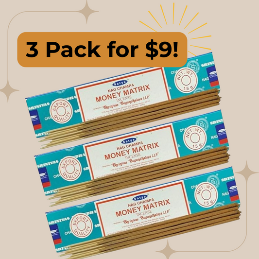 Money Matrix Incense – Satya 3-Pack (15g each) | Abundance & Manifestation Blend